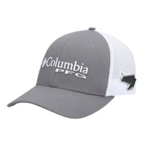 Men’s Columbia PFG graphite/white mesh flex hat Grey Fish Size: S/M